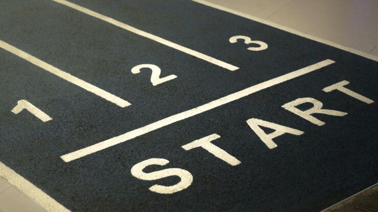 Starting line at a running track.