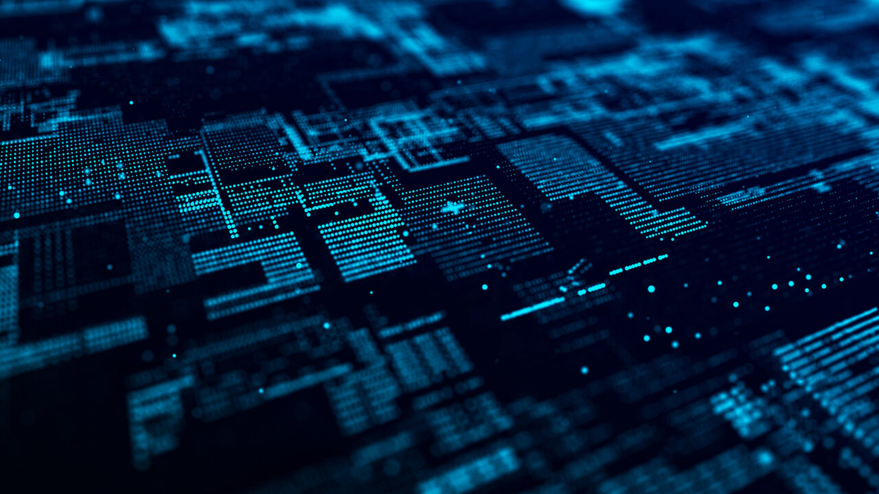 Bild som illustrerar datorteknologi och digitala dataflöden