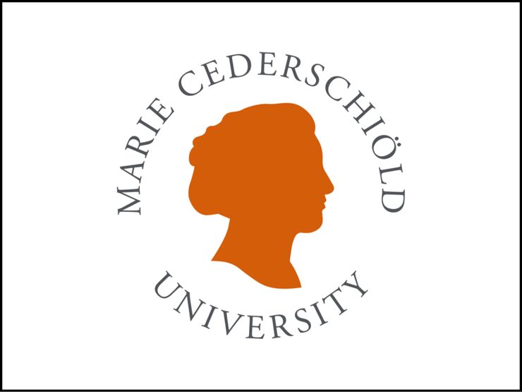 Logotype Marie Cederschiöld University on white background