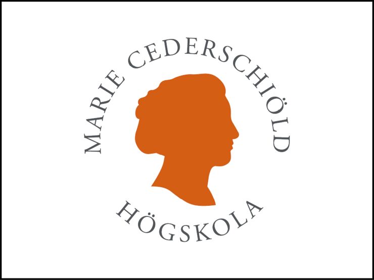 Logotyp Marie Cederschiöld högskola på vit bakgrund