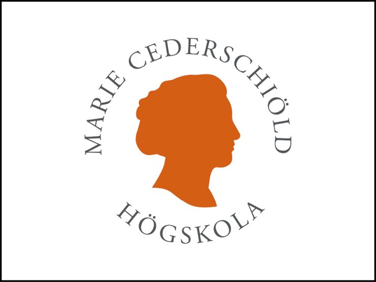 Logotyp Marie Cederschiöld högskola på vit bakgrund