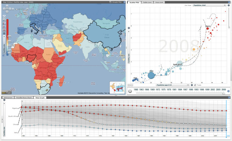 Världskarta som används för visualisering av data.