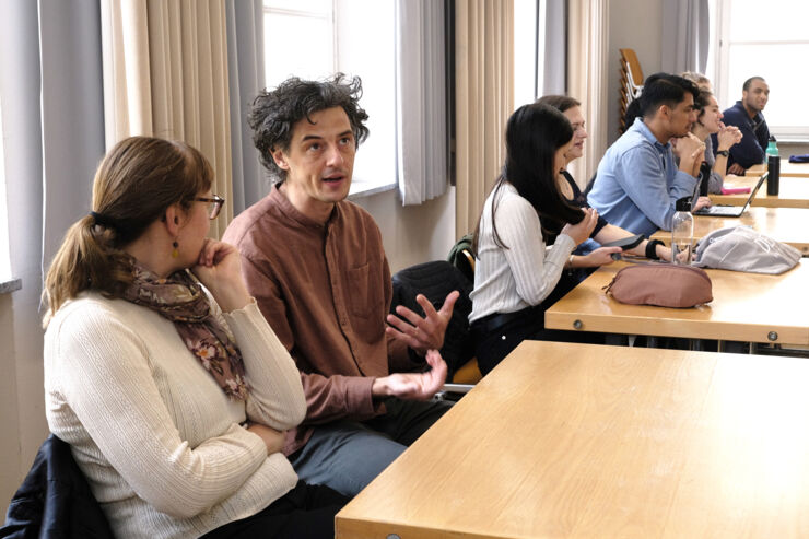 People in a classroom.