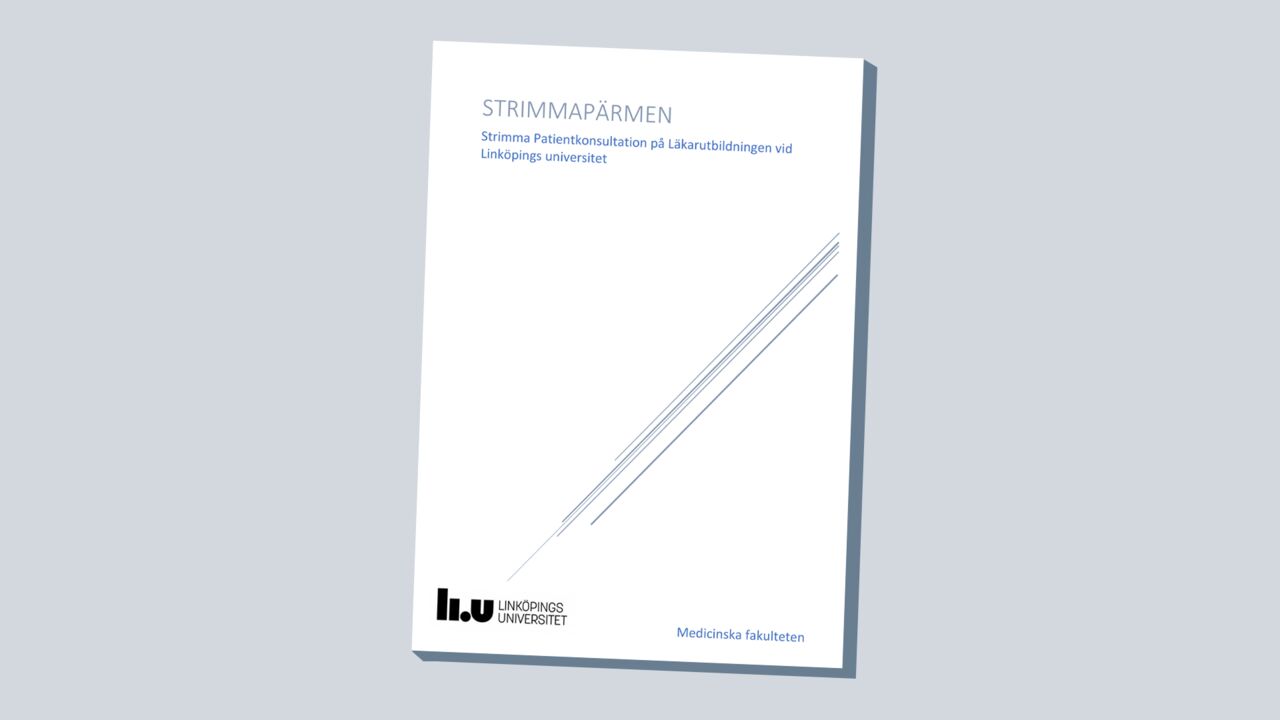 en vit försättssida av ett dokument mot grå bakgrund.