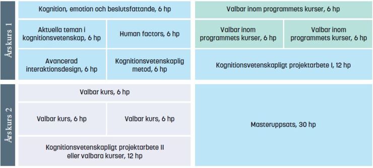 Illustration av kurser på masterprogrammet i kognitionsvetenskap