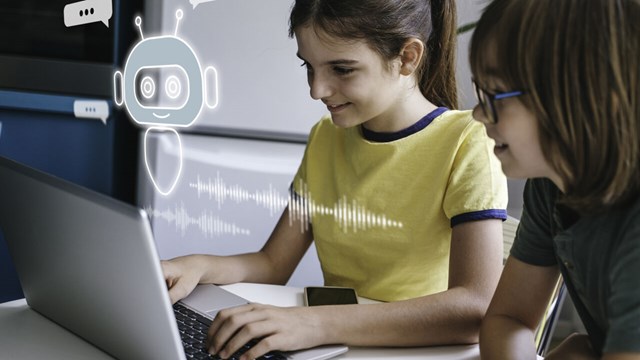 Children using system AI Chatbot in compute. 