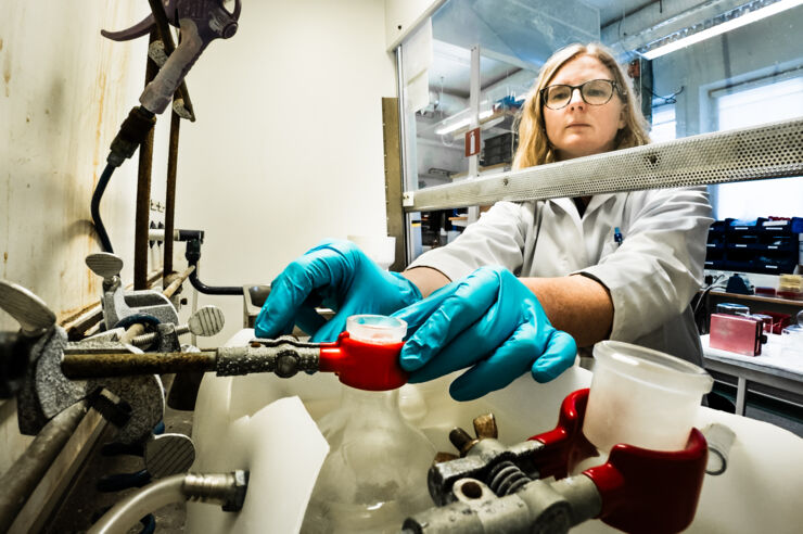 Researcher working in a lab.