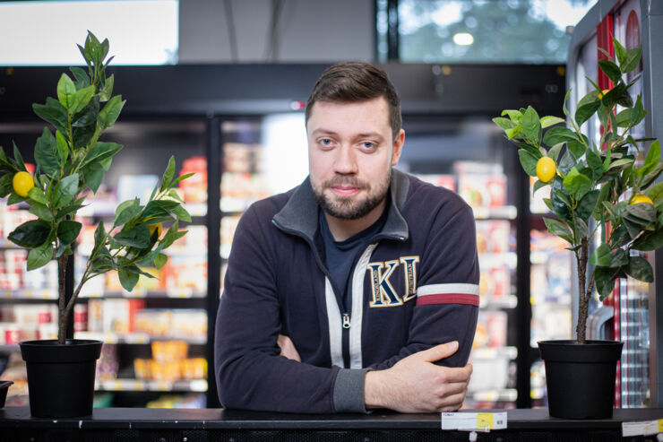 Man in food shop