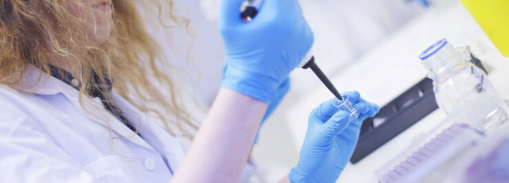 Person in a medical laboratory.