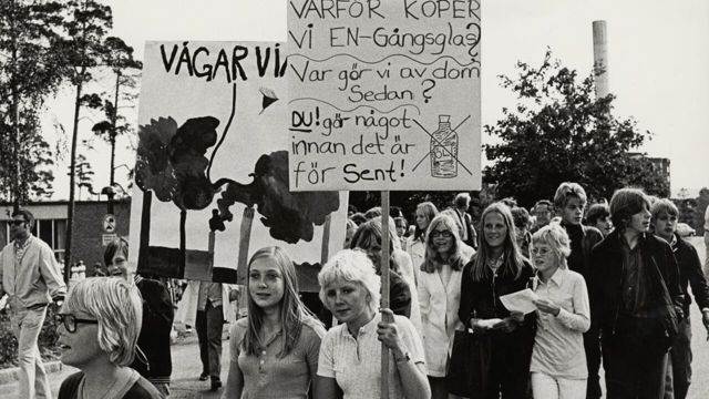 Ungdomar demonstrerar 1975-1980