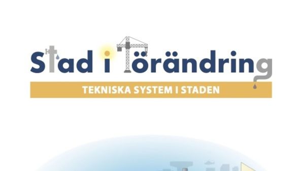 Illustration av en stadssiluett. 