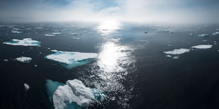 Icebergs in the water