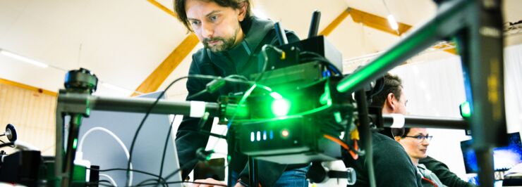 Piotr Rudol with one of the drones at Gränsö