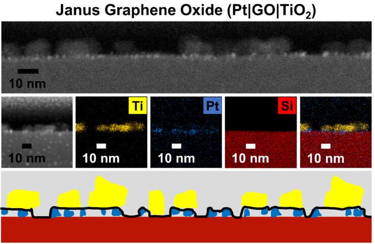 Info graphics, self-assembly to produce Janus graphene oxide