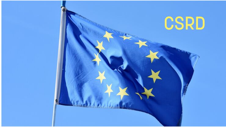 EUflagga med texten CSRD