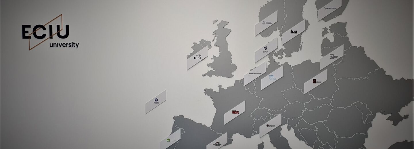Europa karta med markerade medlemmar av  ECIU.