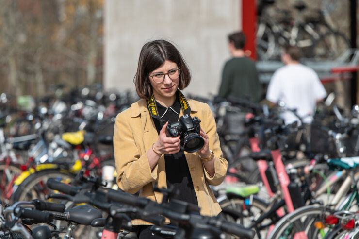 Woman with camera.