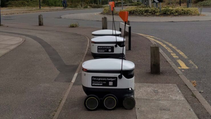 Robots parked and waiting.