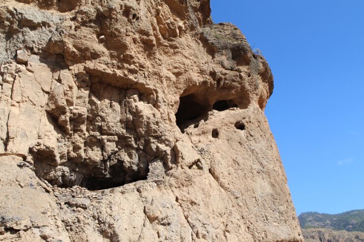 The caves in Gran Canaria where the researchers found the antique barley seeds.