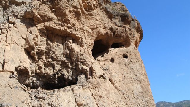 The caves in Gran Canaria where the researchers found the antique barley seeds.