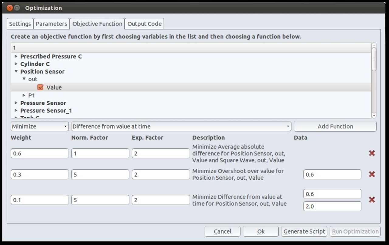 Position and speed plots from a translational motion simulated in Hopsan.