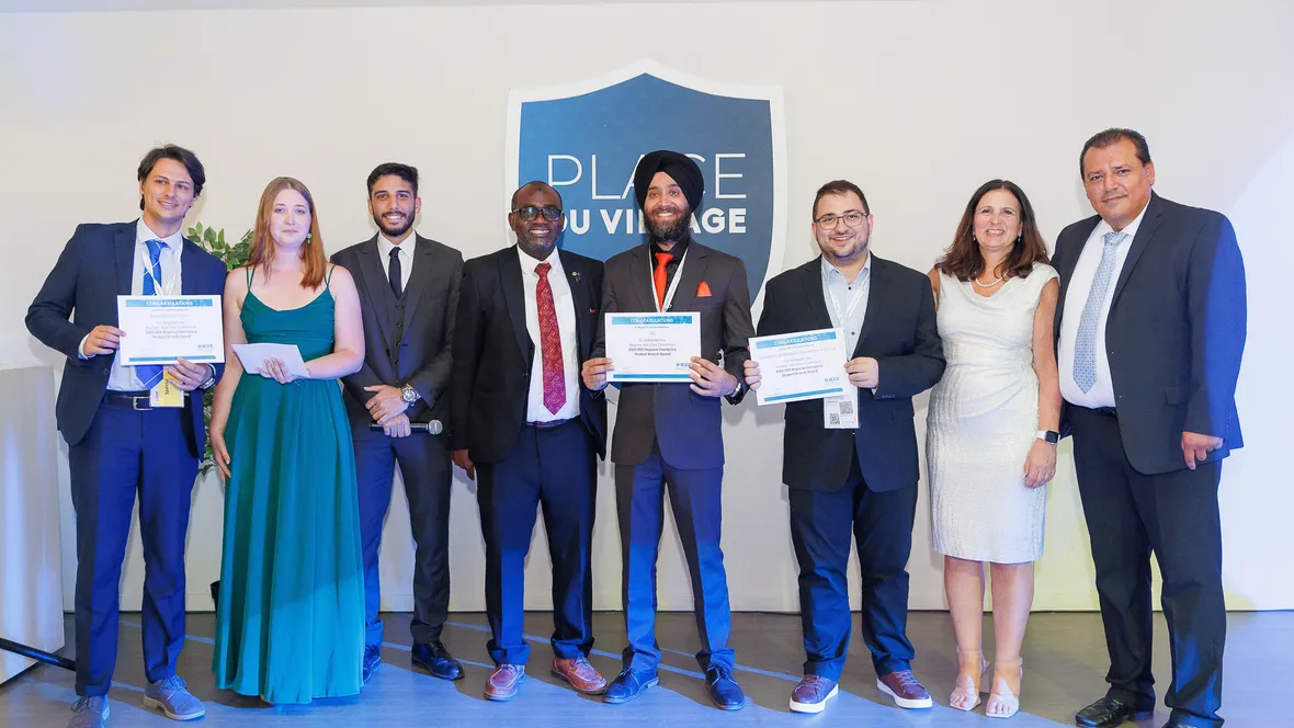 Winners of the regional exemplary student branch award, Gurjot Singh Gaba accepted the award on LiU's behalf