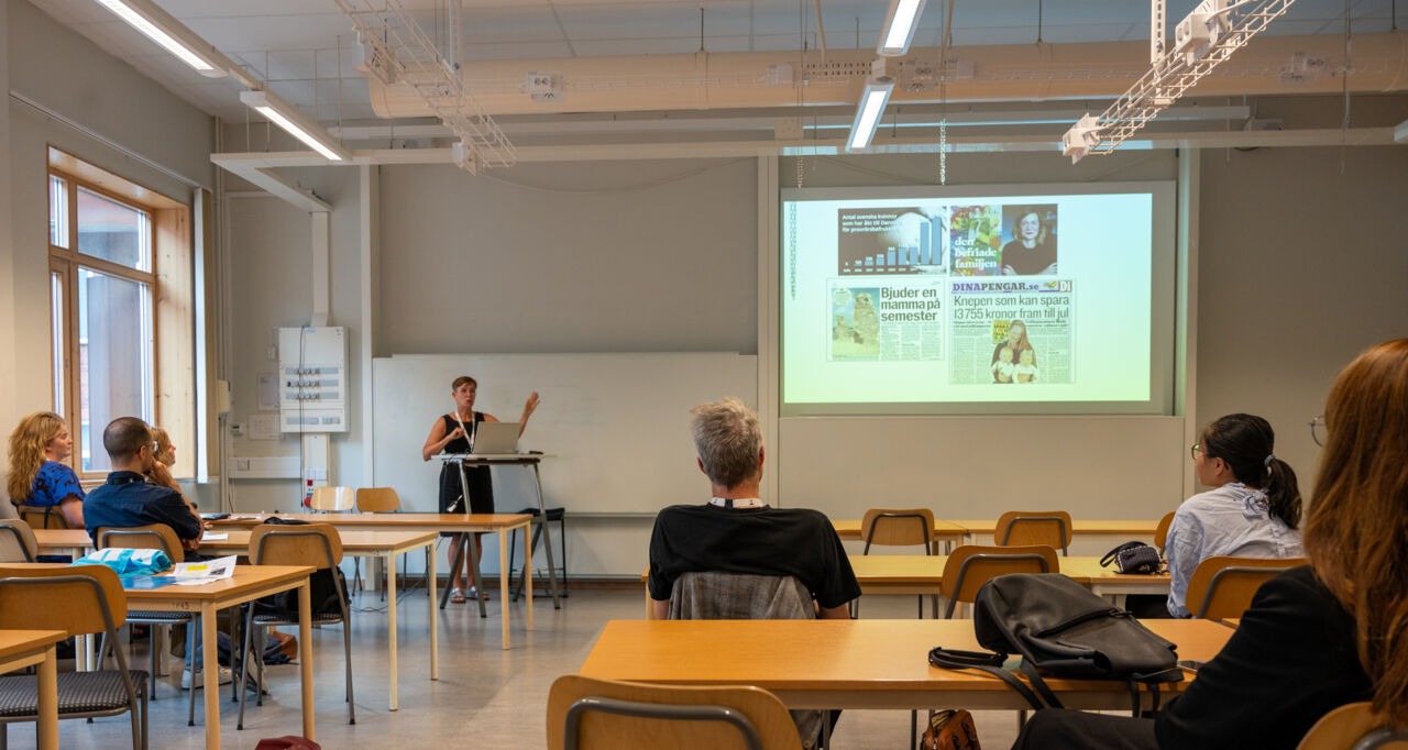 Researcher presenting research.