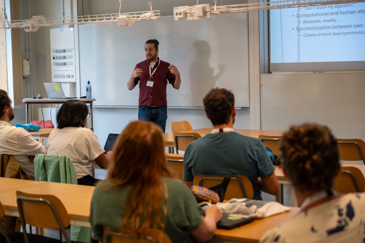 Researcher presenting research.