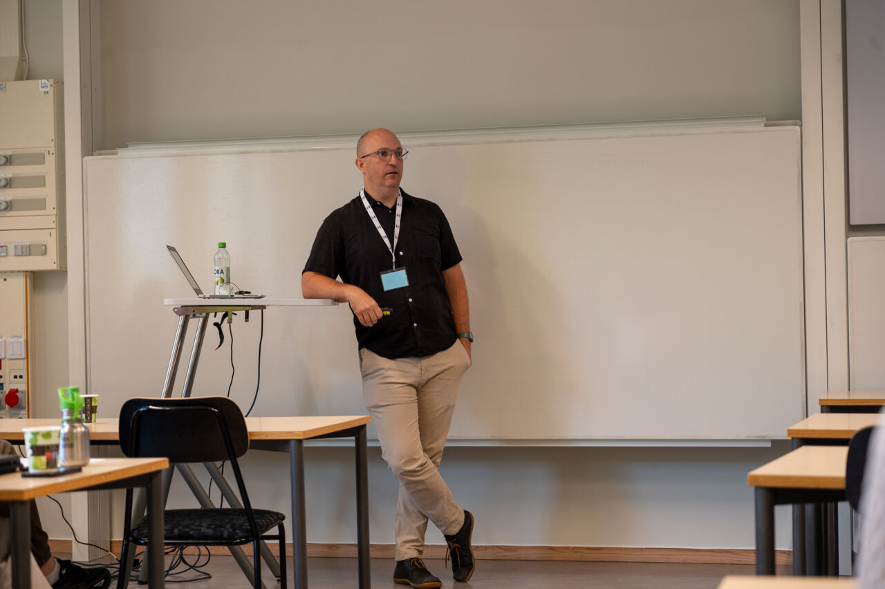 Researcher presenting research.