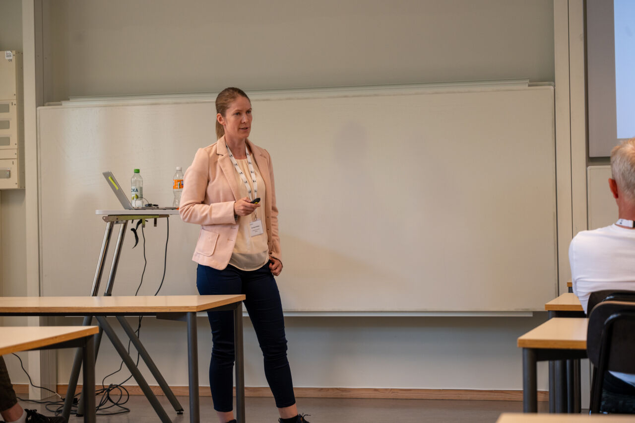 Researcher presenting research.