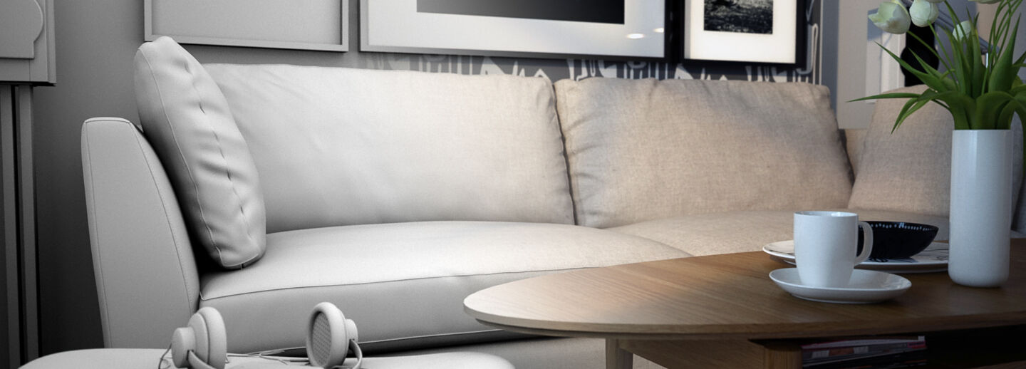 Computer generated image of a living room