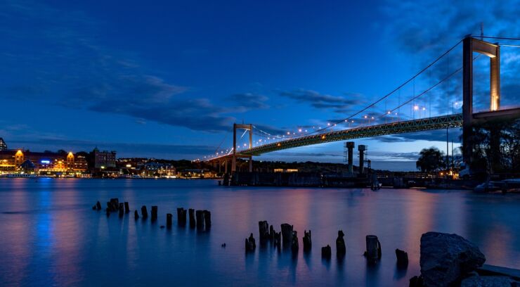 Älvsborgsbron, Göteborg, Solnedgång bild