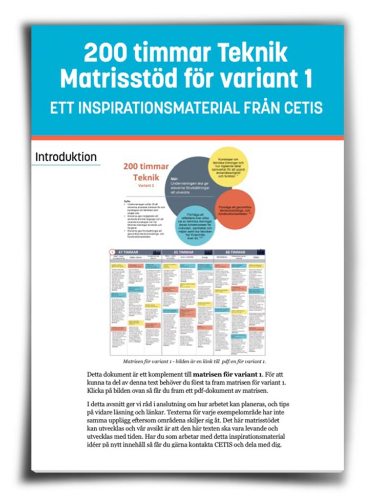 Omslag matrisstöd variant 1 200 timmar Teknik. 