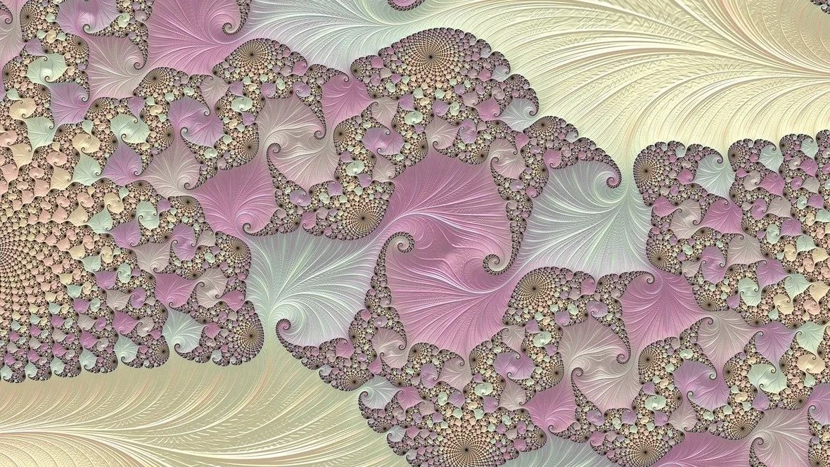 abstrakt bild på fraktaler i olika pastellfärger