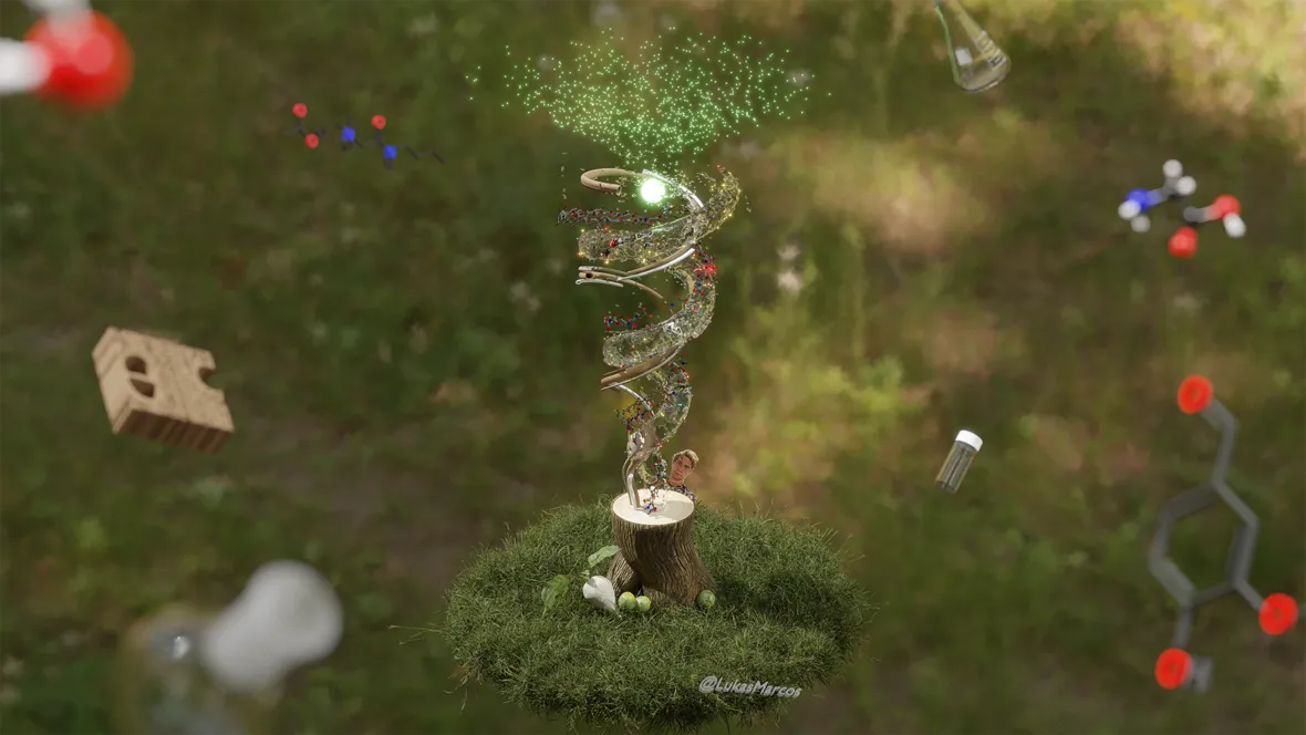 Collage showing different aspects of the research in green polymer chemistry