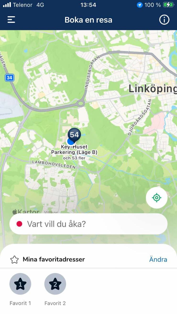 skärmdump från mobilapp