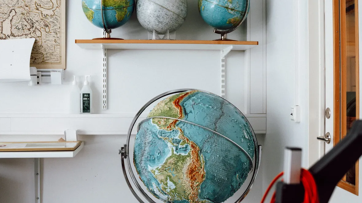 Globes in classroom