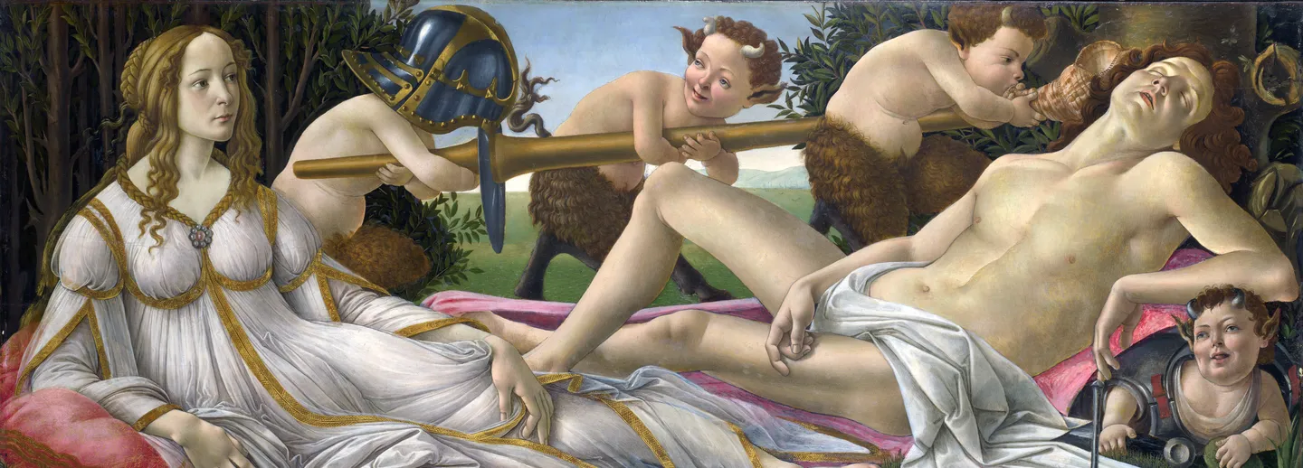 Målning på kärleksgudinnan Venus och krigsguden Mars