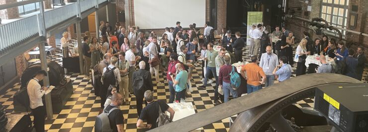 People mingling at conference