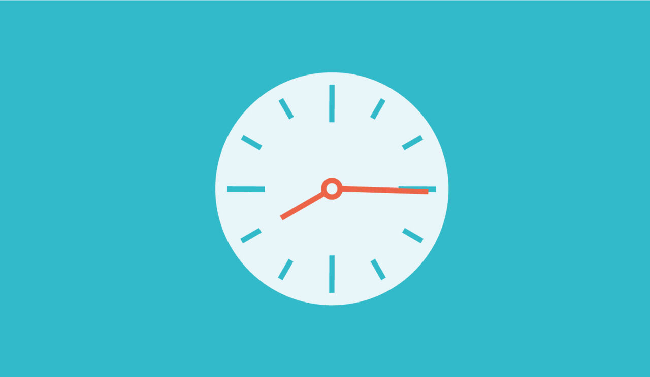 Illustration på klocka som visar kvart över åtta