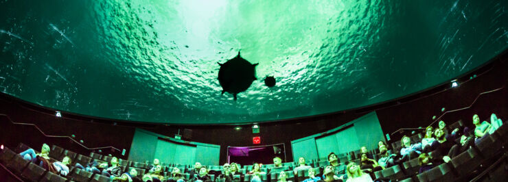 The Dome at Visualiseringscenter C with audience. 