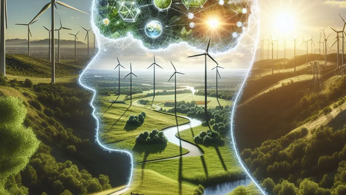 Hjärnan som en förnybar energikälla, symboliserar kreativitet och innovation i hållbar utveckling.