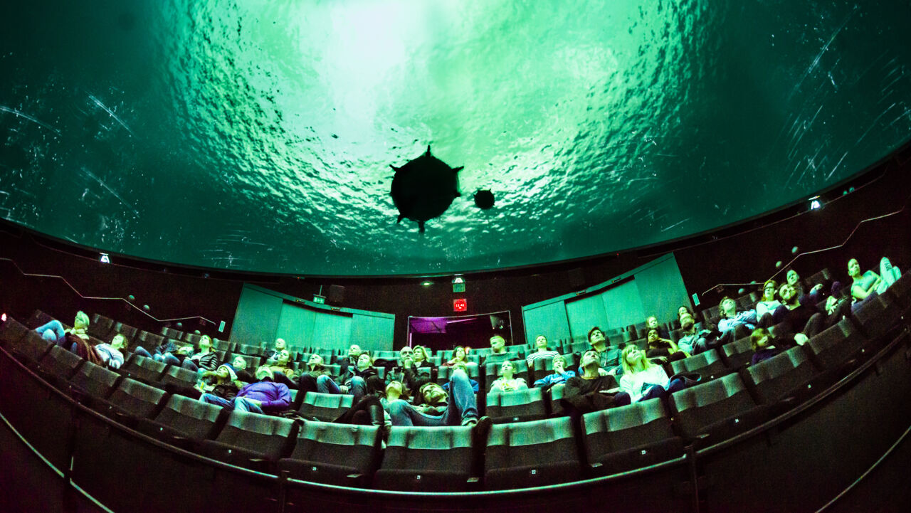 The Dome at Visualiseringscenter C with audience. 